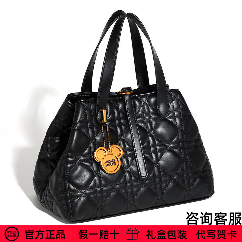 迪士尼包包官方正品2024新品米奇格纹女士气质高级感PU单肩包