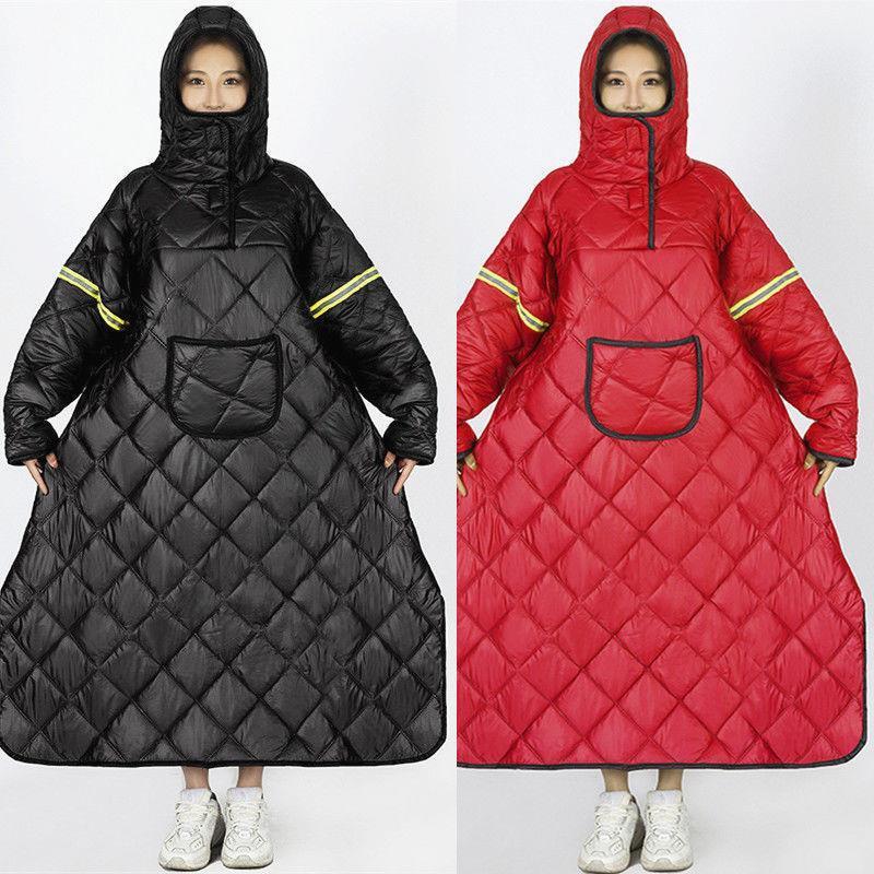 电动车挡风衣加绒加厚冬季大码防雨防水防风骑车电瓶车全身挡风被