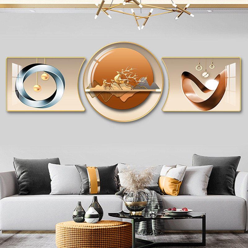 现代简约轻奢客厅沙发背景墙挂画三联装饰画2026年新款组合壁画