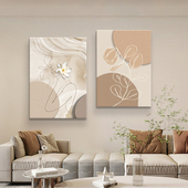 现代简约卧室床头装 饰画抽象线条人物房间挂画奶油原木风客厅壁画