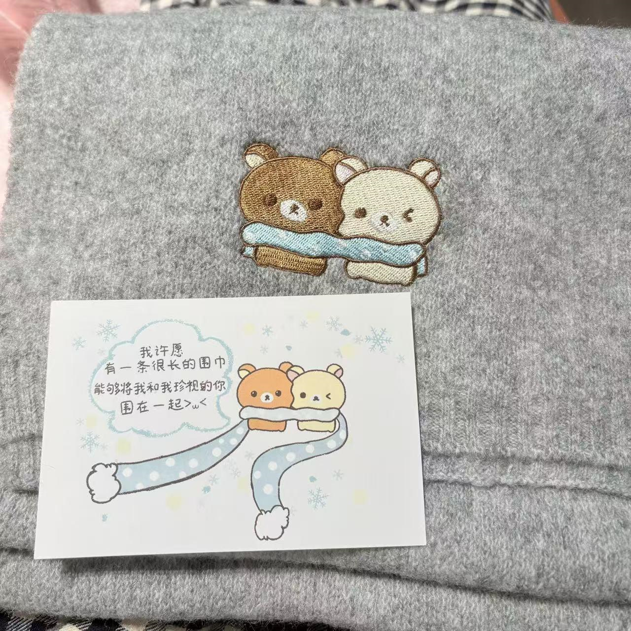 冬季轻松小熊保暖围巾男女朋友礼盒生日氛围礼物晓晓手作情侣围脖