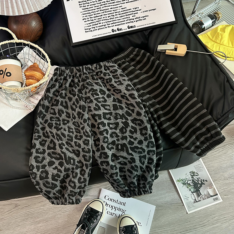 儿童百搭加绒裤子秋冬季运动休闲外穿裤男女童卫裤加绒宝宝保暖裤