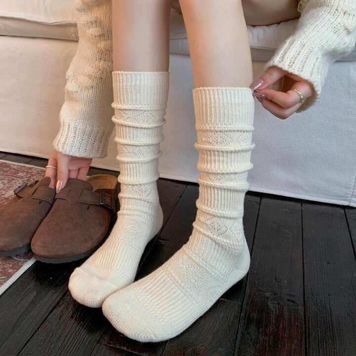 美拉德秋冬中筒袜子女长筒袜韩系
