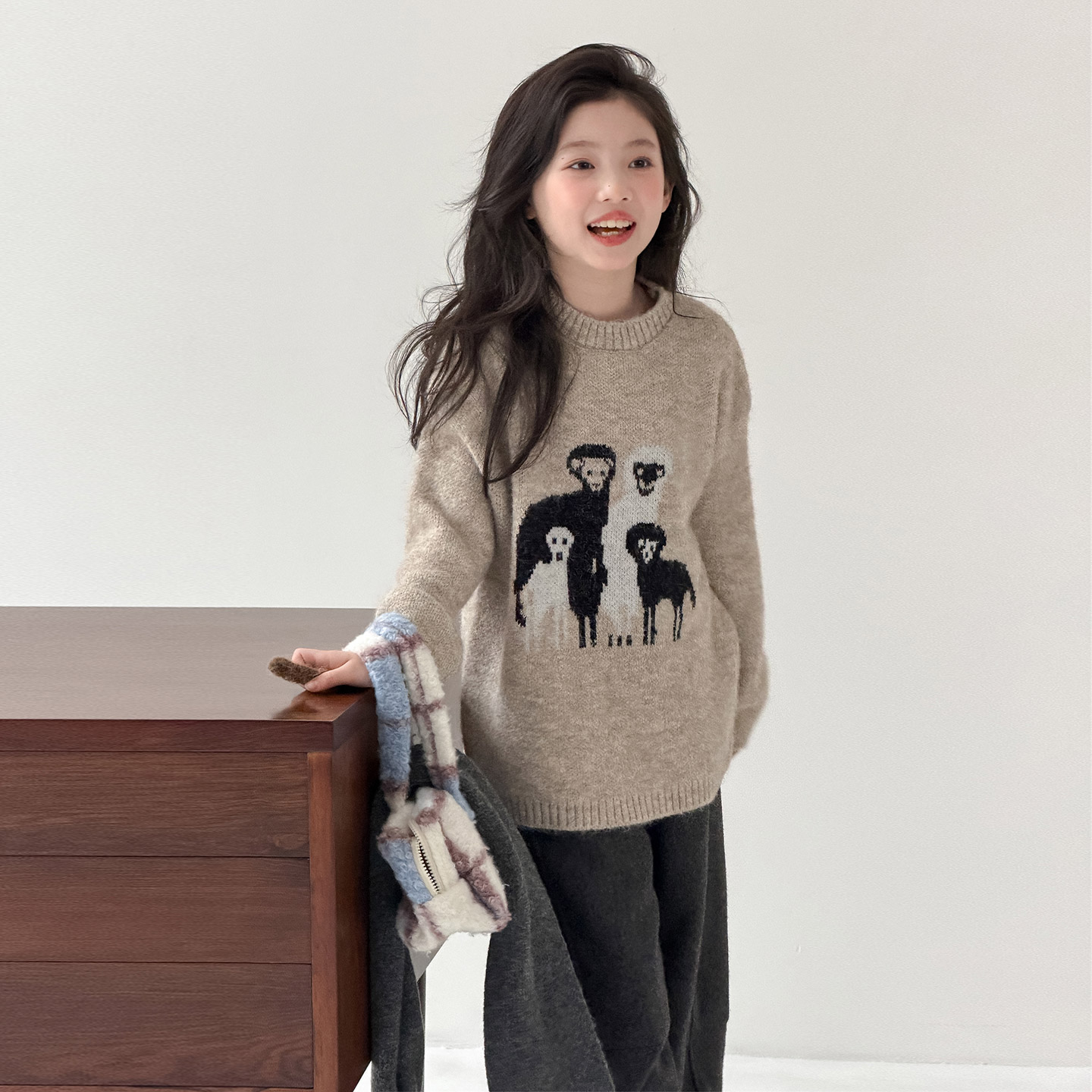 女童冬季毛衣2025新款洋气时髦儿童针织衫中大童韩版冬装毛线衣潮