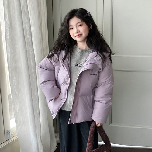女童冬装羽绒棉棉服2026新款洋气儿童冬季连帽加厚泡芙面包服潮流