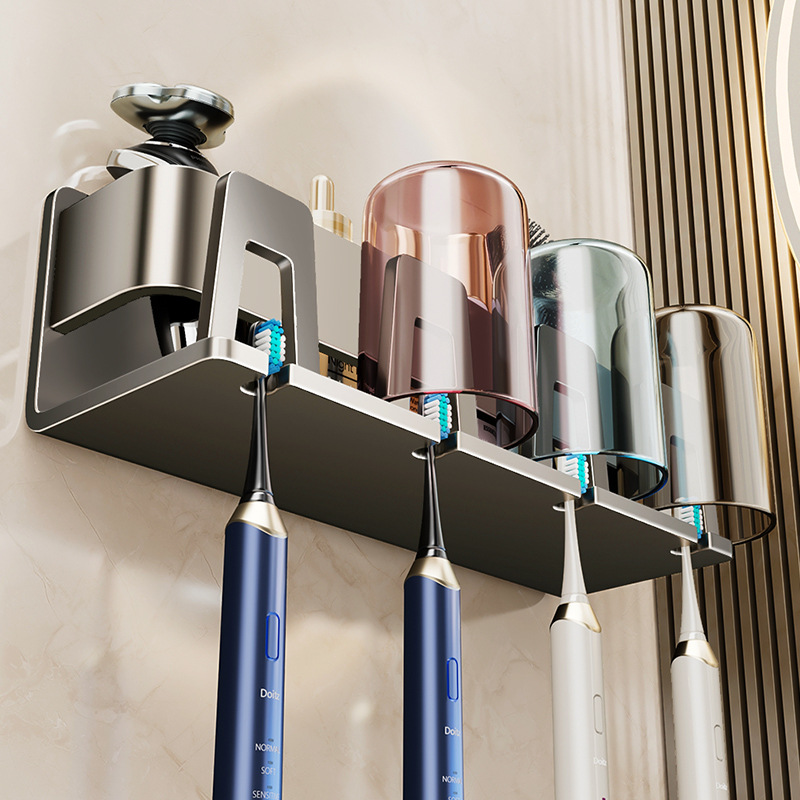 牙刷置物架排行榜第一名免打孔枪灰刷牙杯挂墙式壁挂式卫生间壁