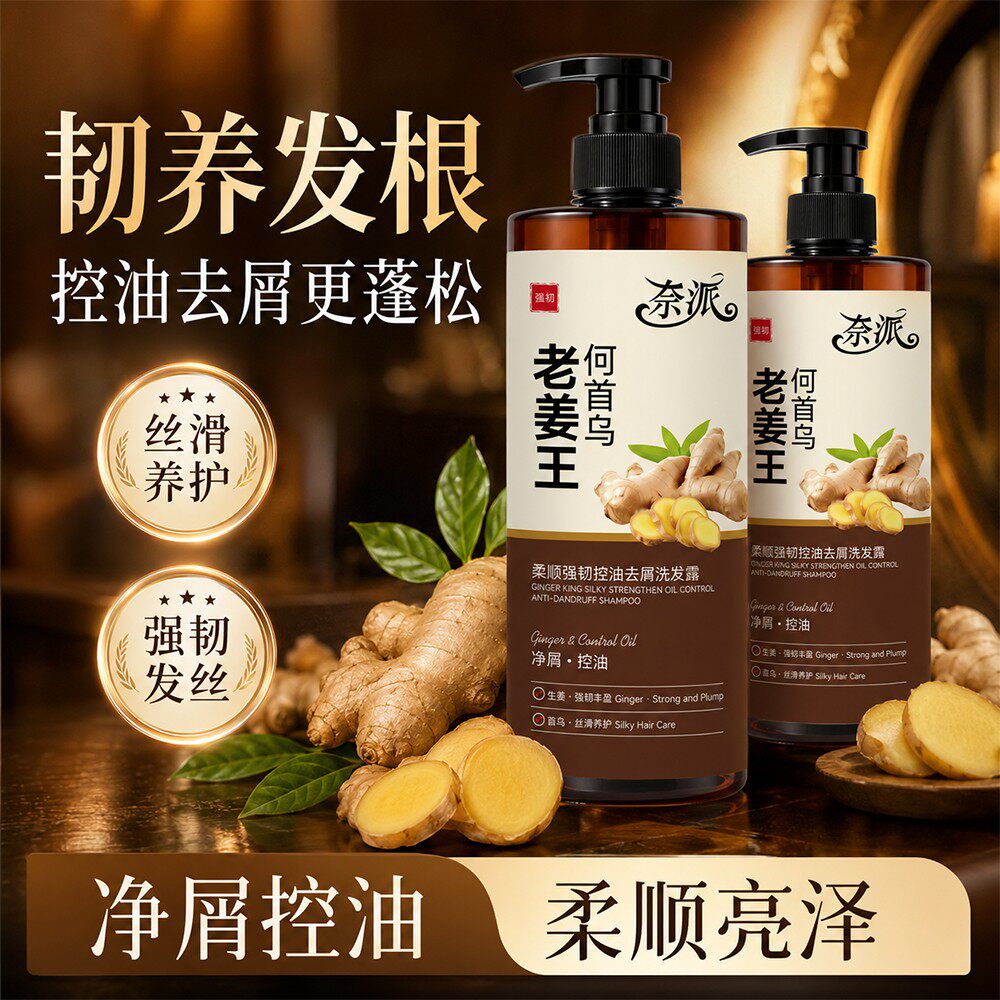 奈派柔顺清爽控油洗发露何首乌老姜王净屑亮泽蓬松养护强韧发丝