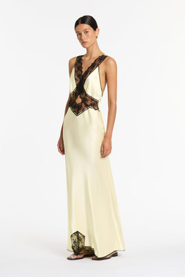 A字裙聚酯纤维淡黄色花边裙