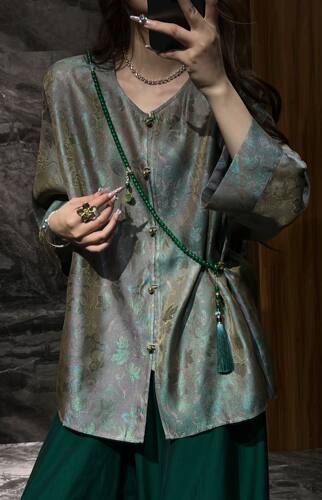 2026桑蚕丝香云纱国风高级感轻奢上衣女夏季薄款小包扣淡雅风衬衫