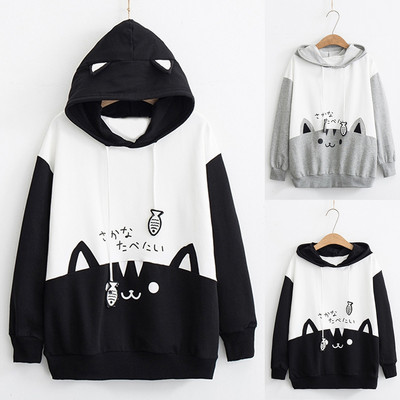 New straight hoodie with continuous cap 女拼接连帽直筒型卫衣
