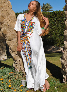 Embroidered SunProtection Resort Dress简约绣花防晒度假连衣裙