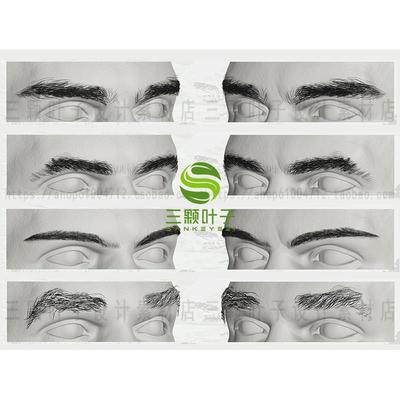 影视级西方男子眉毛插片毛发3D模型 颜色/法线/高光贴图素材2766