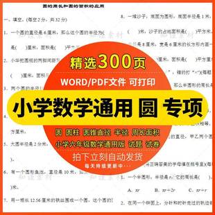 面积计算测试专项训练习试题试卷word电子版 小学数学6六年级圆