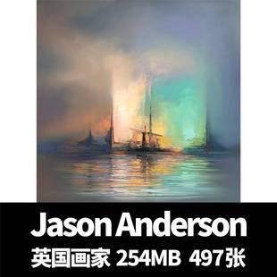 英国艺术家 Jason Anderson 光影油画几何城市装饰壁纸插画素材