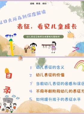 C43幼儿园表徵专题教研ppt模板教师支持策略活动培训课件儿童成长