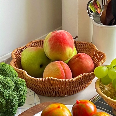 藤编水果篮防水馒头筐面包馍篮子家用厨房桌面玩具编织收纳筐鸡蛋