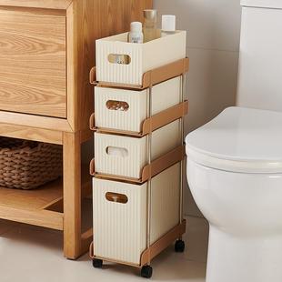 家用桌下零食玩具储物柜收纳柜移动夹缝小推车免安装 抽屉式 置物架