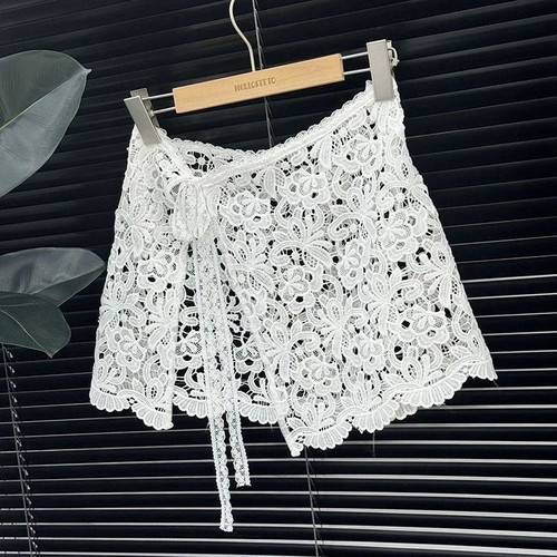 蕾丝装饰短款围裙帘屁帘花边裙摆裙帘韩国东大门2025春夏一片式