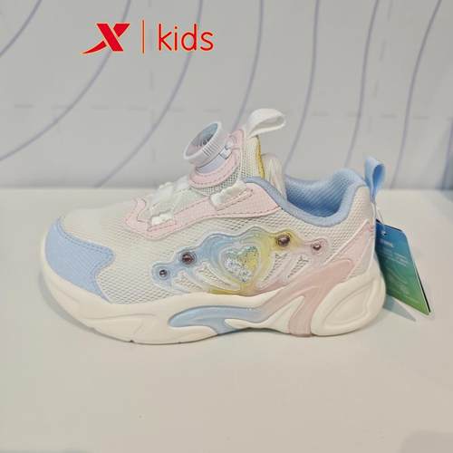 特步儿童鞋2025春款675114323001原339女小童旋钮亮灯休闲运动鞋