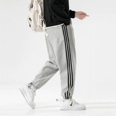 【100%棉】三杠运动裤男宽松薄款直筒宽松春秋透气休闲束脚百搭