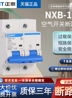 正泰NXB-125空气开关1P2P3P4P家用小型断路器大功率80A100A125A
