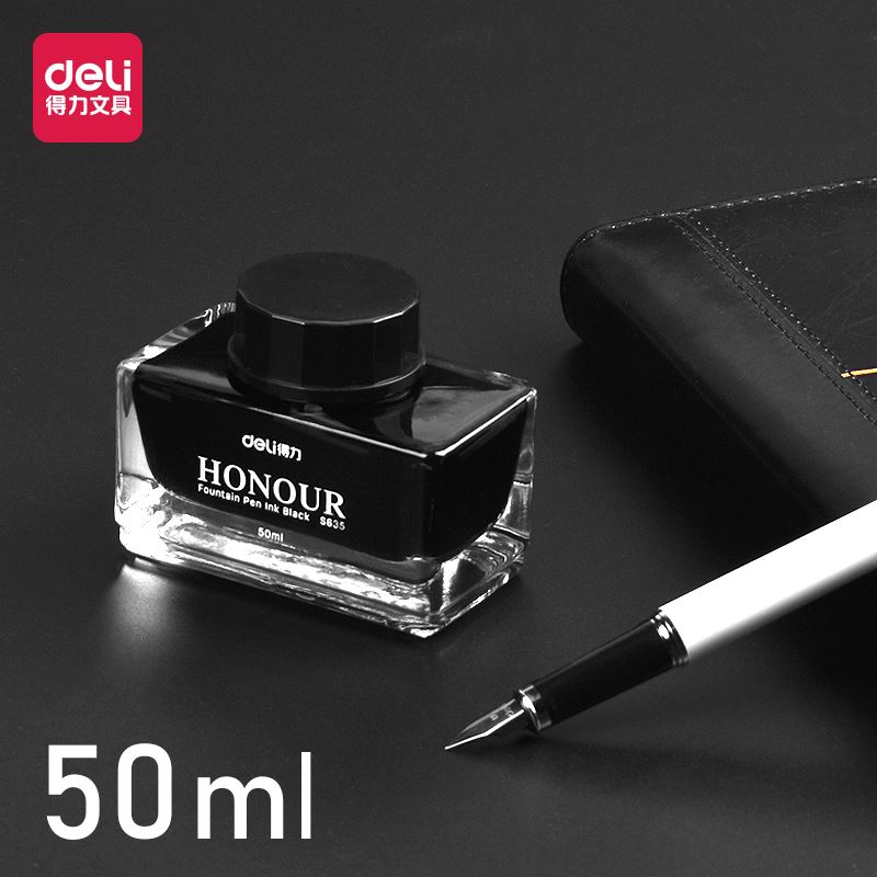 。得力S65钢笔墨水50ml学水生用练字钢笔墨水非碳素钢笔墨染料型