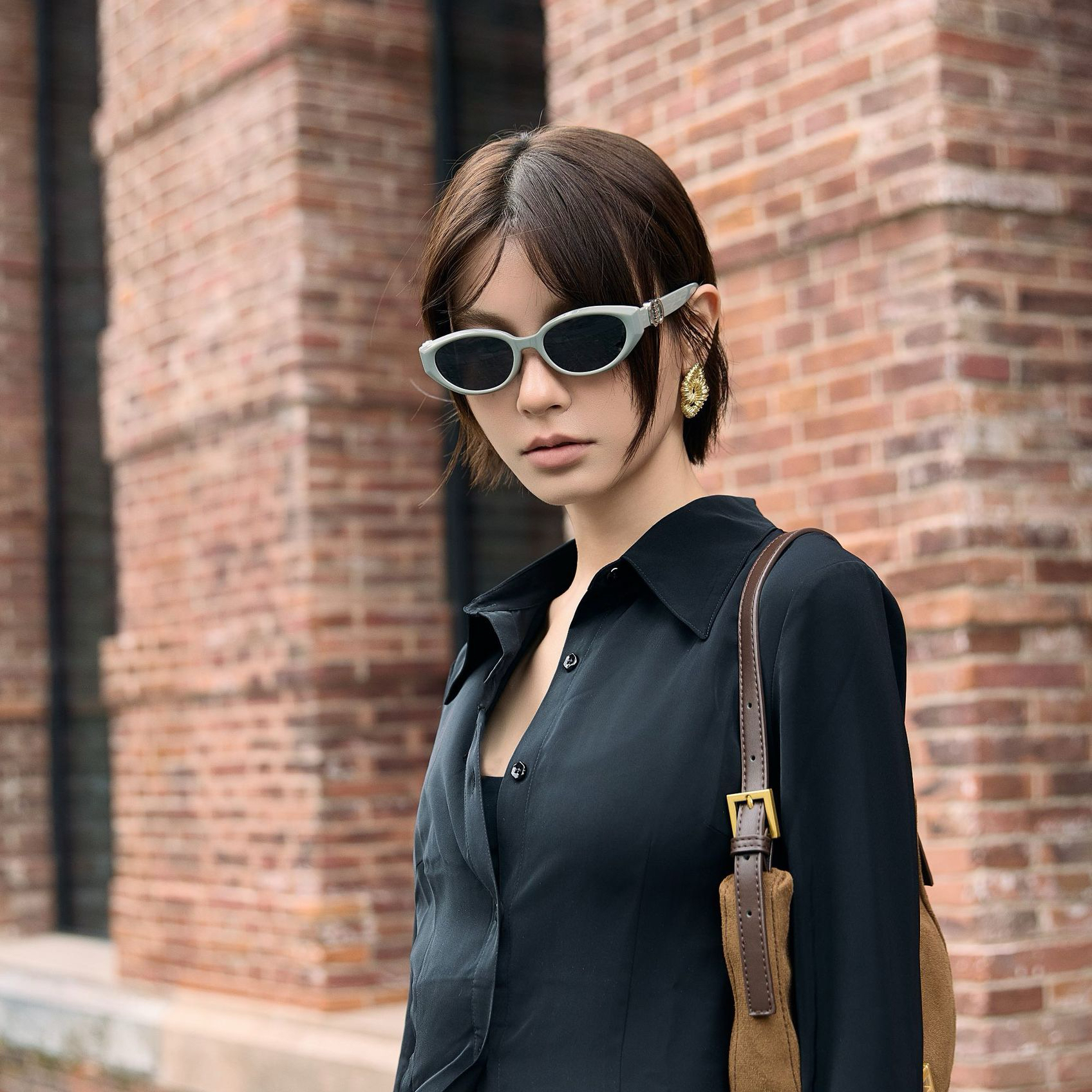 海莉肯豆同款G家欧美风猫眼墨镜