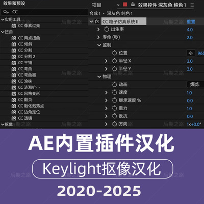AE软件内置CC插件2020-2025汉化Keylight抠像汉化版 支持Win和Mac
