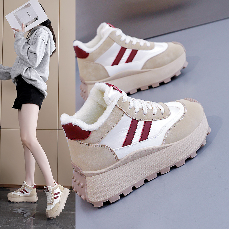 帕拉鞋女款2025新款冬季加绒保暖雪地靴女士厚底增高运动休闲鞋子