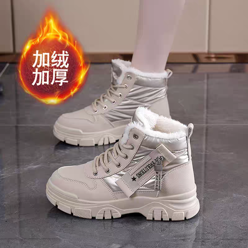 棉鞋女雪地靴女冬季加绒加厚防水防滑马丁靴东北大棉鞋老北京棉鞋