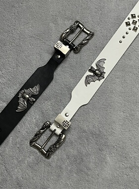 新款Erd蝙蝠男女同款腰带镂空双钉朋克铆钉双排皮带腰带摇滚个性