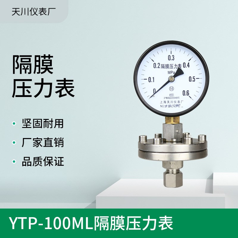 YTP100ML MF半钢 隔膜压力表 法兰压力表 膜片DN25 DN50 四氟