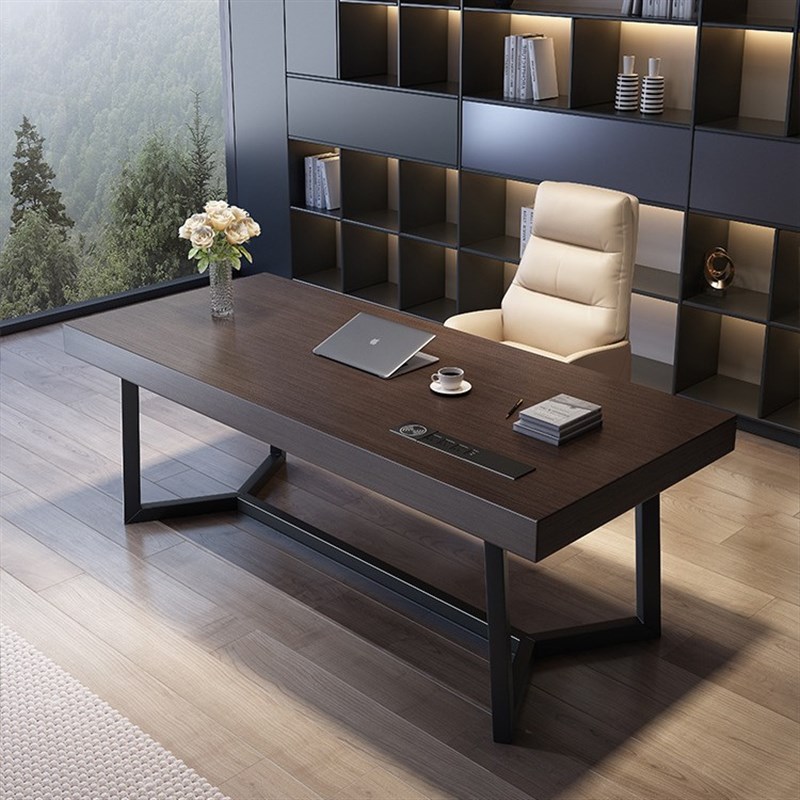 意式极简全实木书桌椅组合现代简约家用卧室书房写字台办公电脑桌