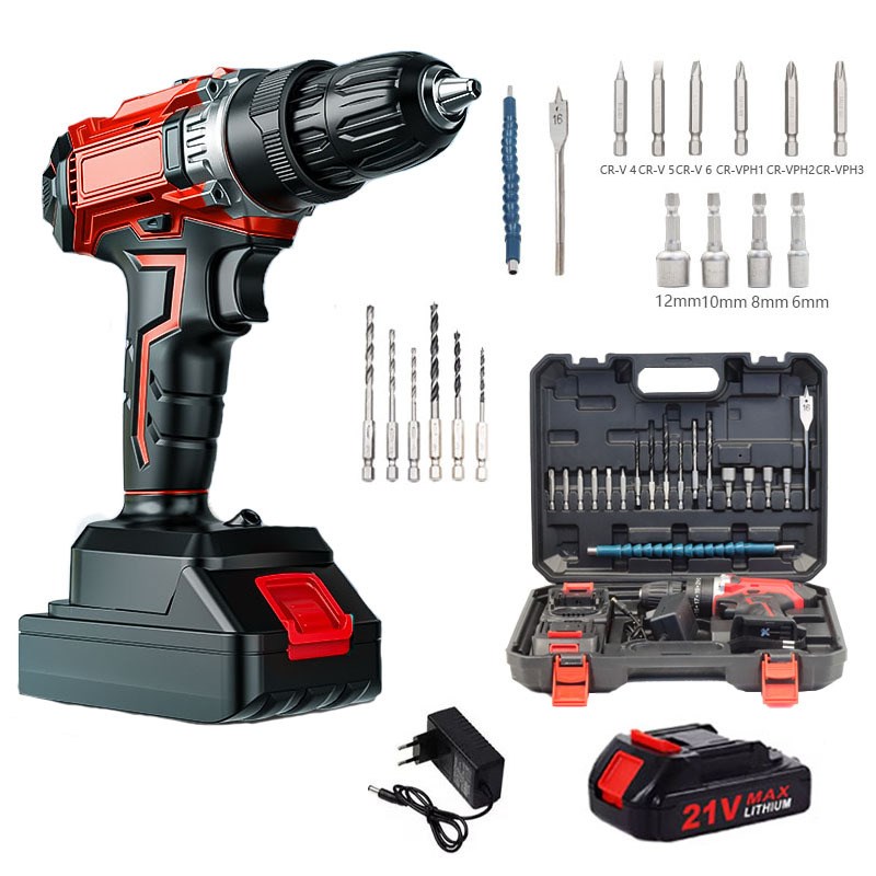 21V 锂电手电钻转家用手钻充电式工具锂电钻多功能无刷冲击钻电动