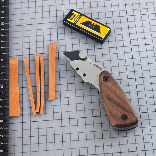 Nattools梯形裁皮刀 手工DIY皮革皮具制作 黑胡桃木柄 0晃动0变形