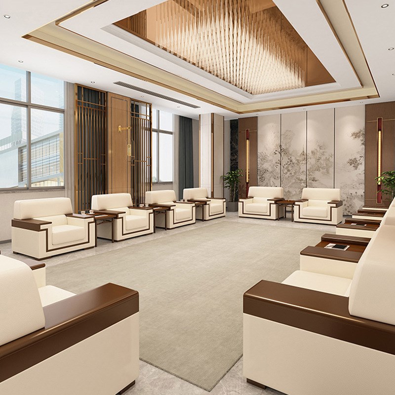 接待沙发会议室商务沙发办公室政府会客室布艺沙发单人位茶几组合