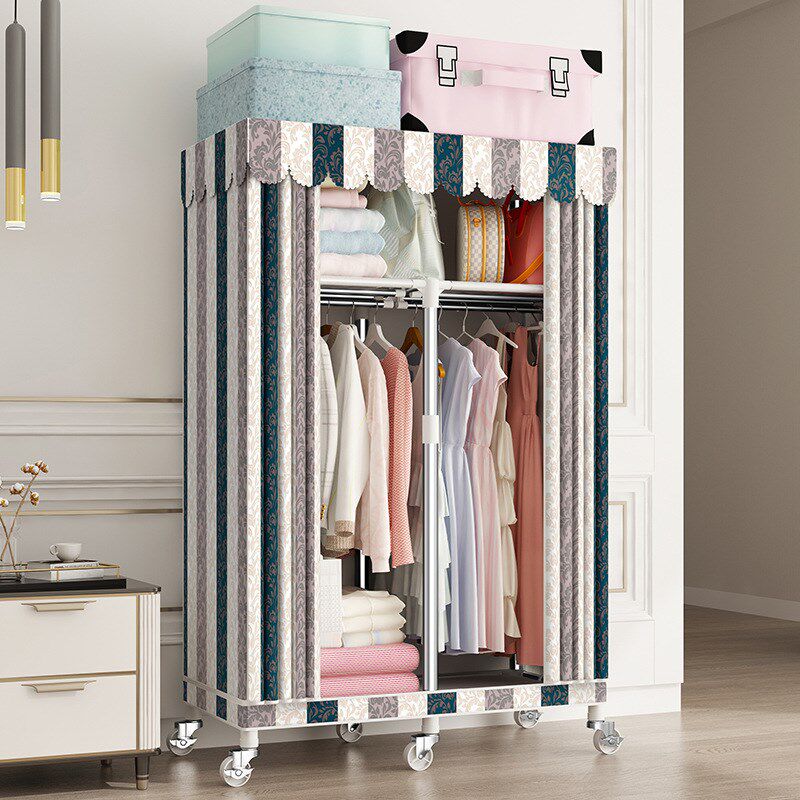 拉链全封闭布衣柜家用钢管加粗加固加厚全钢架牛津布密封简易布柜