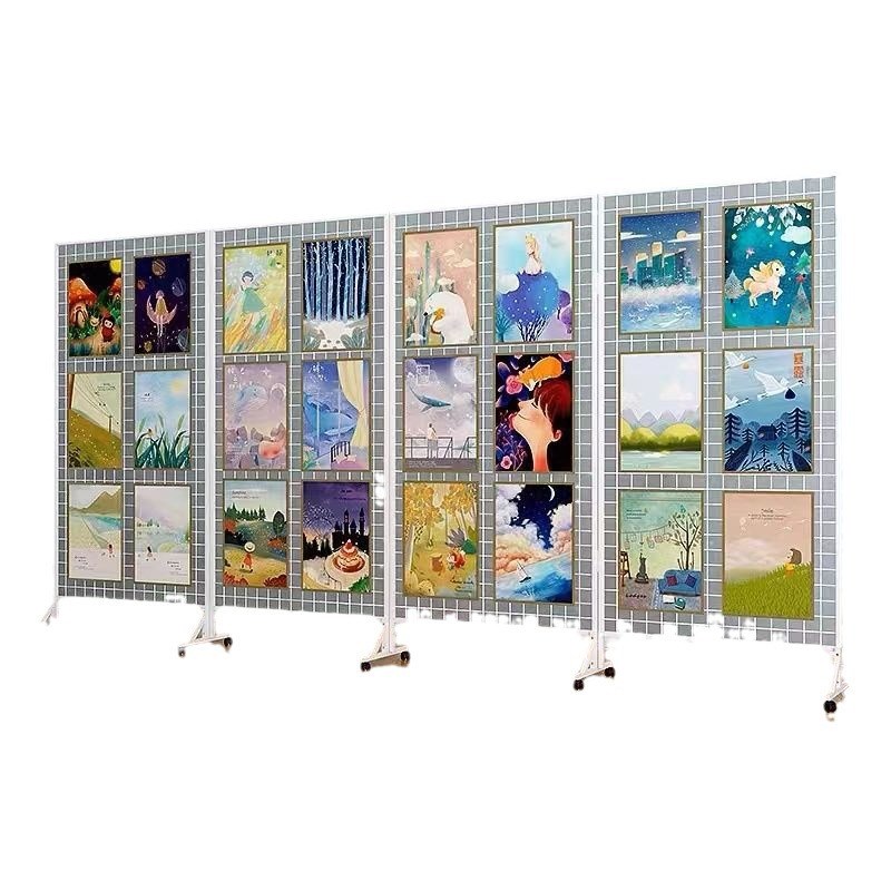 折叠网格展示架画展画室幼儿园作品展示架移动展览架户外美术展示