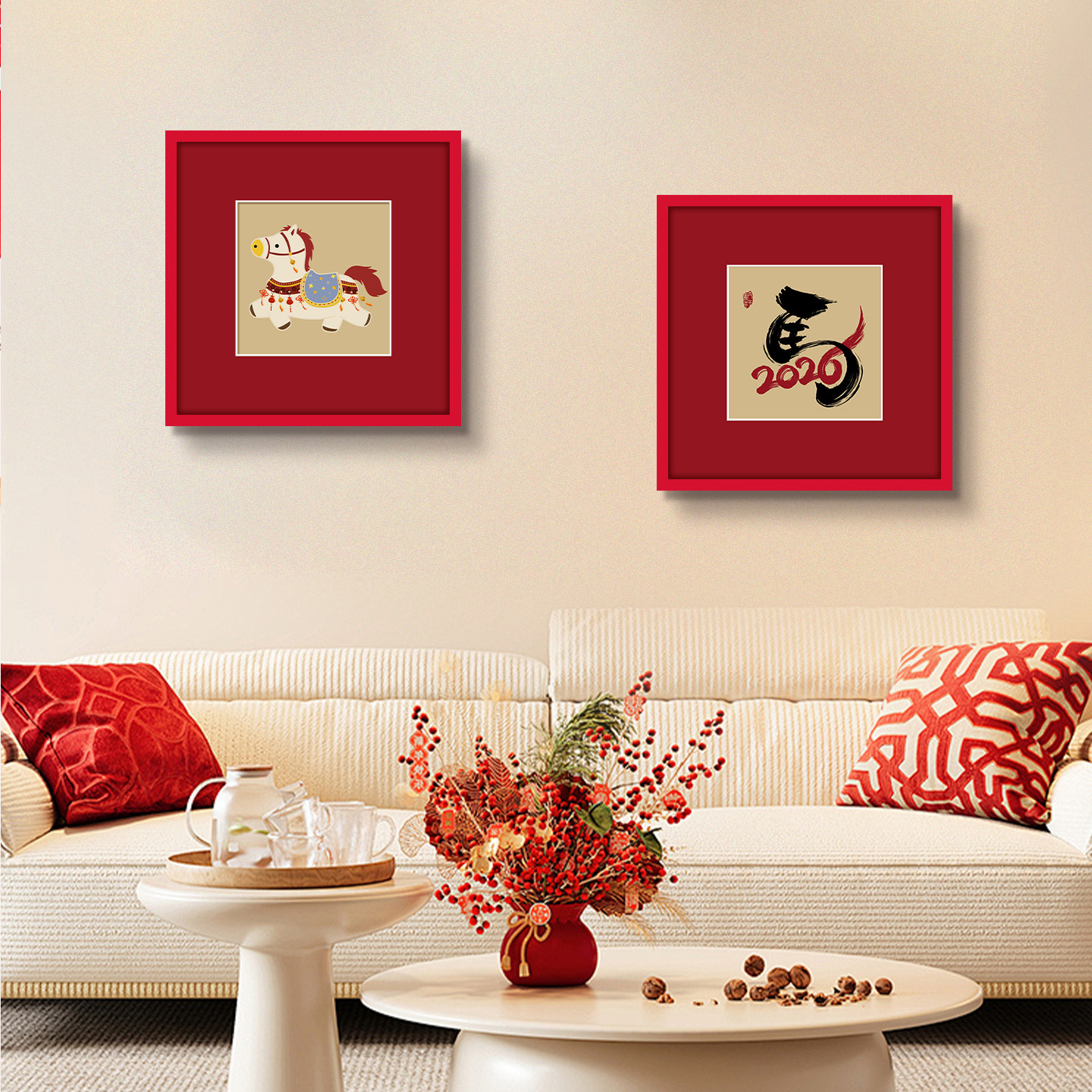 马上有钱餐厅挂画2026新年喜庆壁画马年寓意好卧室玄关斗柜装饰画,家居饰品,现代装饰画,淘宝优惠券,粉丝福利购,淘宝优惠卷