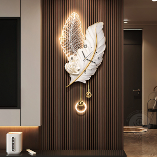 挂件客厅感格栅带电视高级装饰画立体创意背景墙轻奢钟表羽毛壁灯