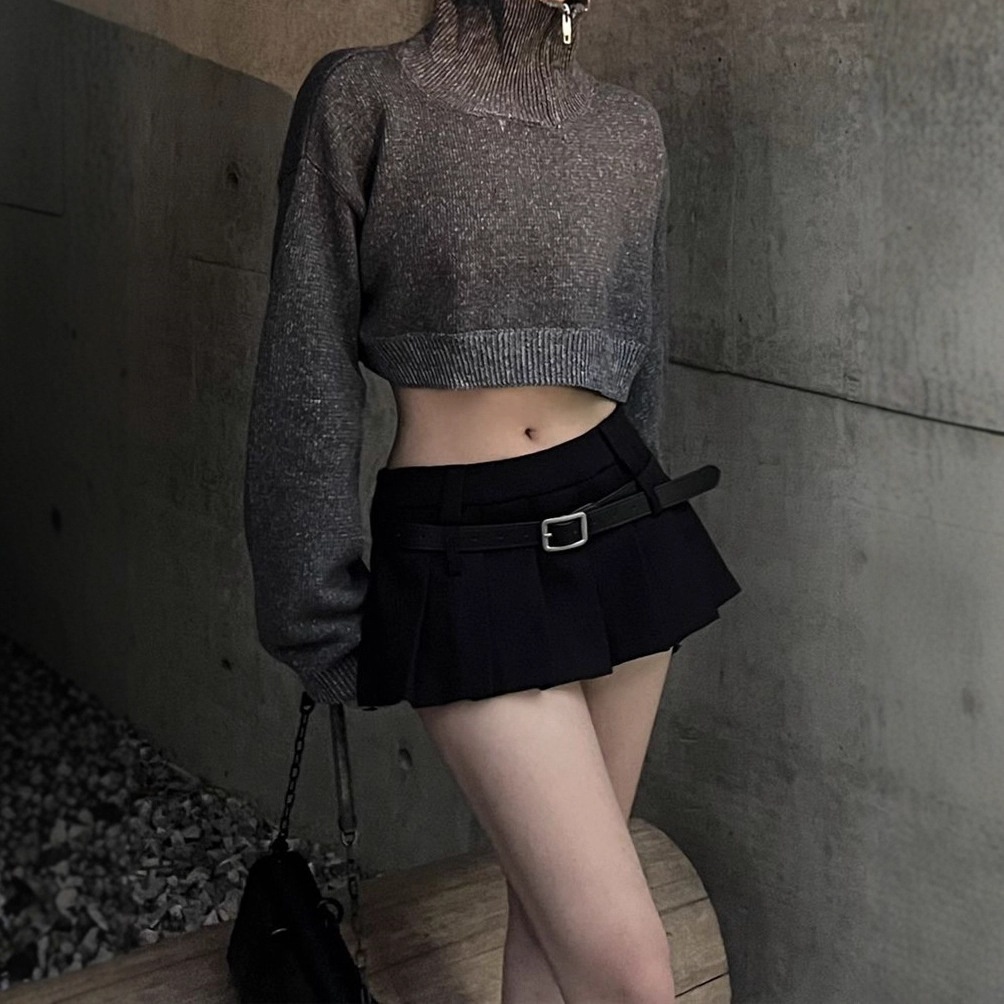 大码胖mm梨型身材高腰百褶半身裙女美式设计感防走光遮肉显瘦短裙