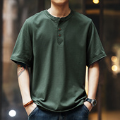 亨利领polo衫 宽松大码 男短袖 格蓝鹿美式 t恤夏季 新款 纯棉半袖 体恤