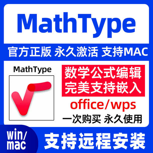MathType7数学公式编辑器 mathtype永久激活6.9远程安装支持wps