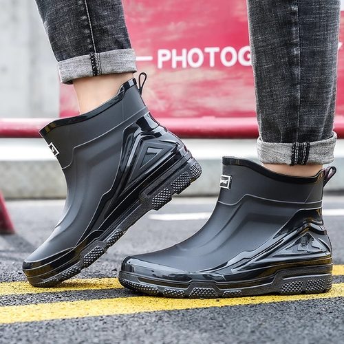 德系雨鞋男士时尚防滑中筒雨靴新款外送骑手专用户外工地钓鱼水鞋