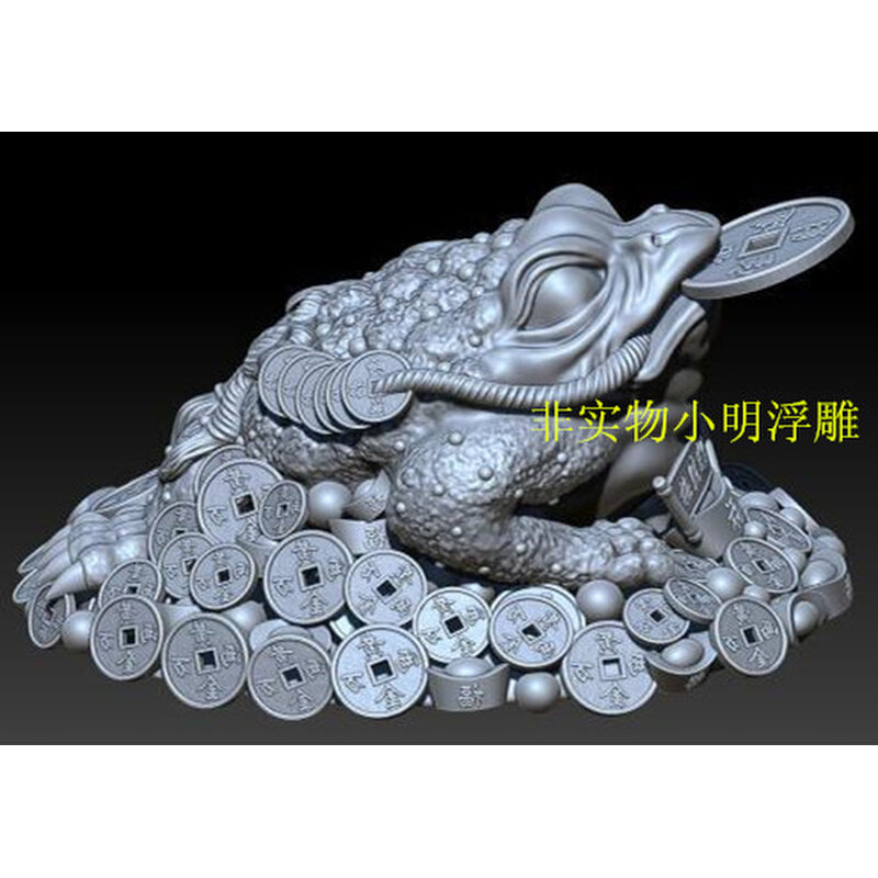 招财进宝蛤蟆蟾蜍摆件3d打印立体图stl圆雕图浮雕精雕雕刻图石雕