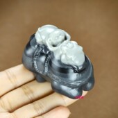 和田玉青花籽料俏色马上封侯手把件青花巧雕意境马上封侯把玩件