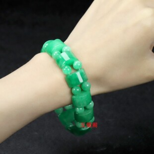 天然翡翠A货手链手串阳绿玉石翡翠干青手牌手环男女款