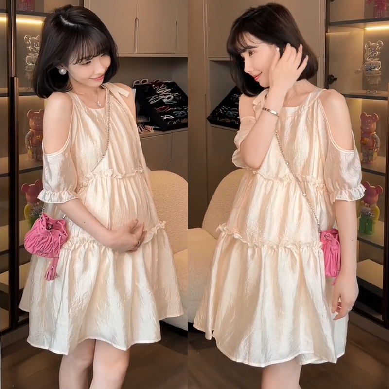 孕妇夏装裙子短袖大码上衣夏款时尚款子外出小个子仙女连衣裙夏季