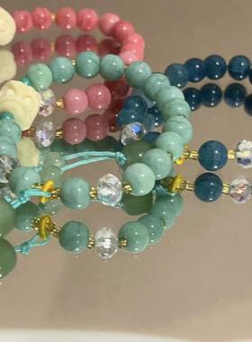 青提醒狮天然石串珠手链高级感