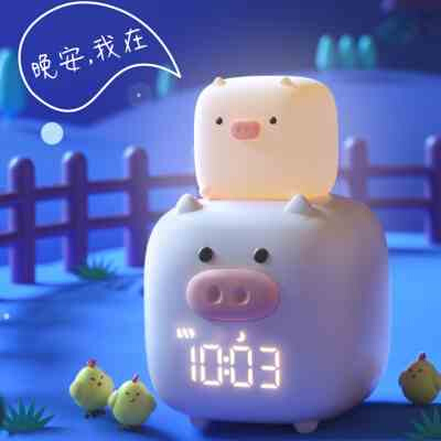 极速厂销促电e子y闹钟静音学生用牀头智能夜光多功能卡通时钟儿童